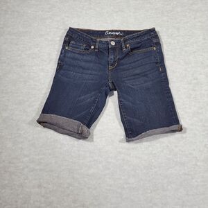 Aéropostale Shorts Youth 4 Blue Denim Bermuda Cuffed Flat Front Regular Outdoor